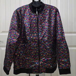 Multicolor Sequin Bomber Jacket